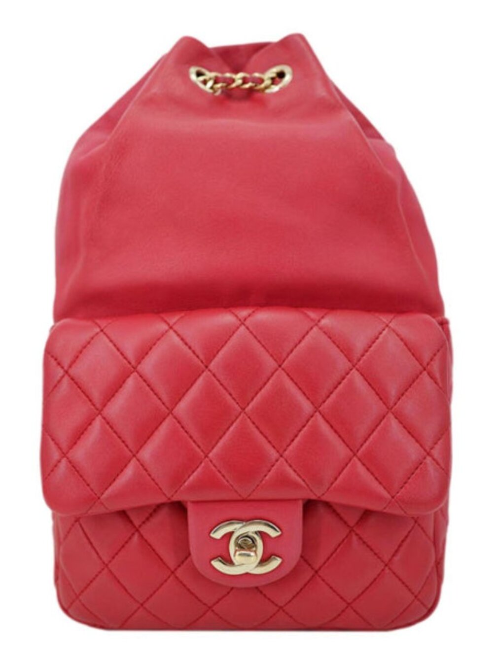 Chanel In Seoul Small Quilted Lambskin Backpack Bag Red